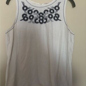 J Crew Embroidered White Top